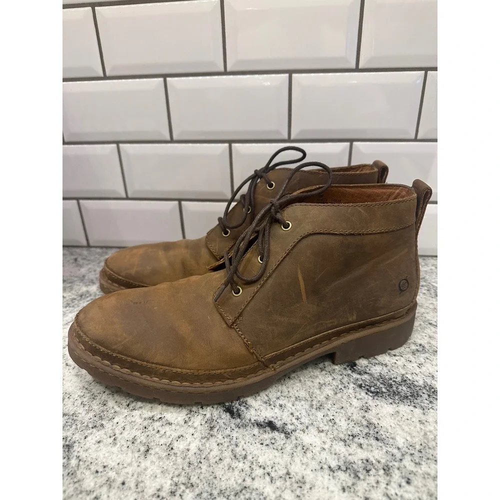 Born Chukka Boots Distressed Leather Ankle Lace Up Casual Brown‎ Mens 12M